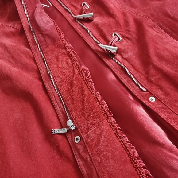 Bradley Bayou Red Suede Detachable Hood Coat - Picture 6 of 16